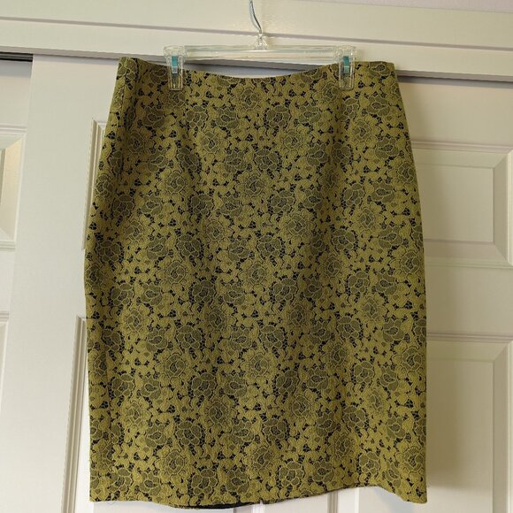 Boden Dresses & Skirts - Boden Black Chartreuse Jacquard Pencil skirt